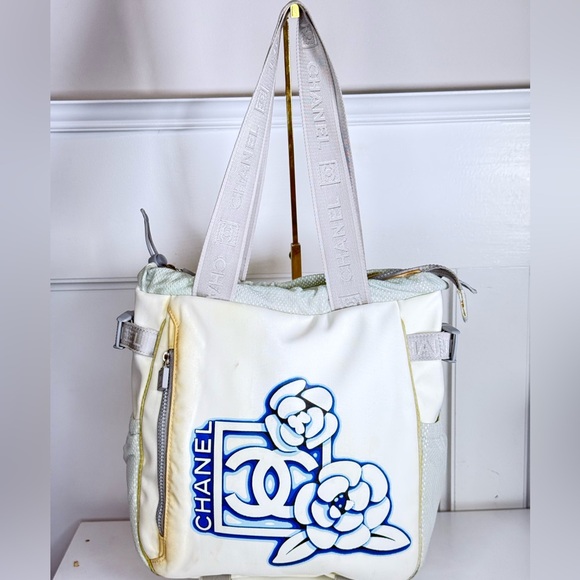Authentic Chanel Sports Line Camellia Shoulder Tote Bag - Picture 3 of 12